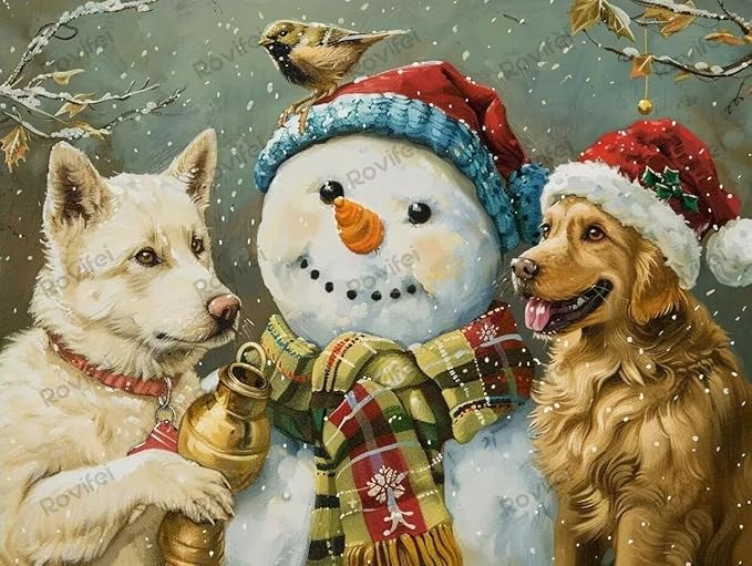 Golden Retriever Snowman Puzzles for Adults 500 Pieces, Puzzles for Kids Children, Vivid & Colorful Personalized Puzzles - for Room Decor Home Decor Fall Decor - Gifts for Women 20x15 inch
