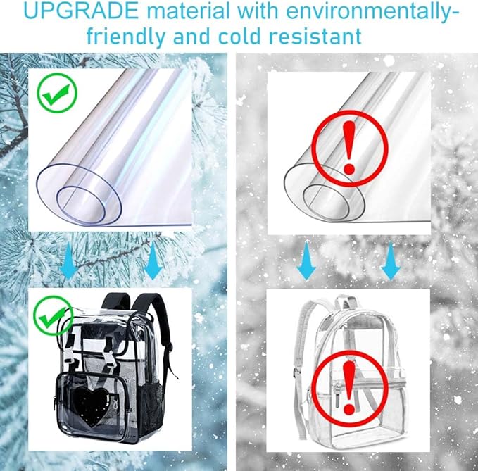 17" Sequin Clear Backpack for Girls - Sparkle Flip Design Stadium Approved 3Pcs Set, Heavy Duty PVC Bookbag for Concert/School (Black)