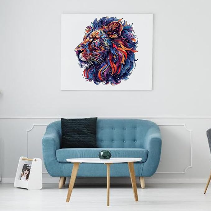 Wooden Puzzles for Adults 200 Pieces, Lion Jigsaw Puzzles, Unique Shape Animal Adult Puzzles, Irregular Wood Puzzles Creative Gift for Adults Family Game (11.4X10.6 in)