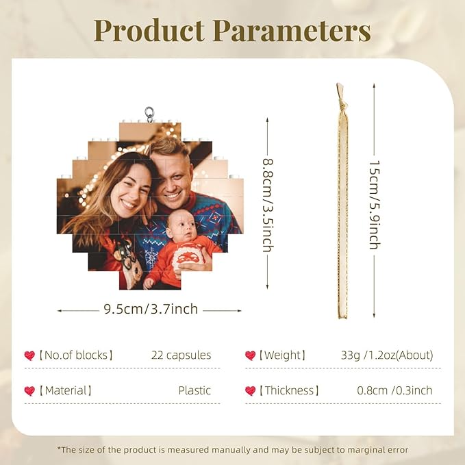 Custom Building Brick Personalized Photo Block Puzzle Valentines Day Gifts Building Block Family Portrait Photograph DIY Gifts for Women, Men,Kids Horizontal Shaped Brick Puzzle (Diamond)