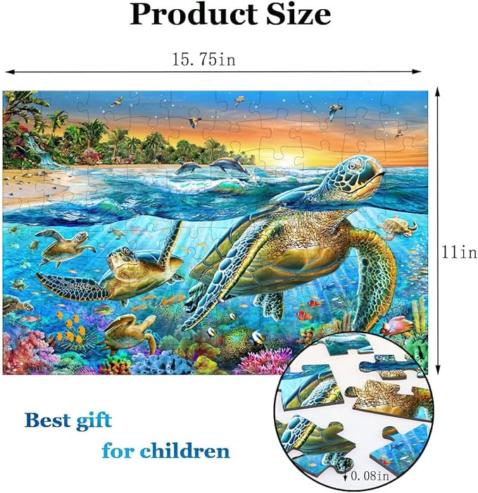 Puzzles for Kids Ages 4-6 8-10 Year Old - Underwater World,100 Piece Puzzle for Toddler Children Learning Educational Puzzles Toys for Boys and Girls