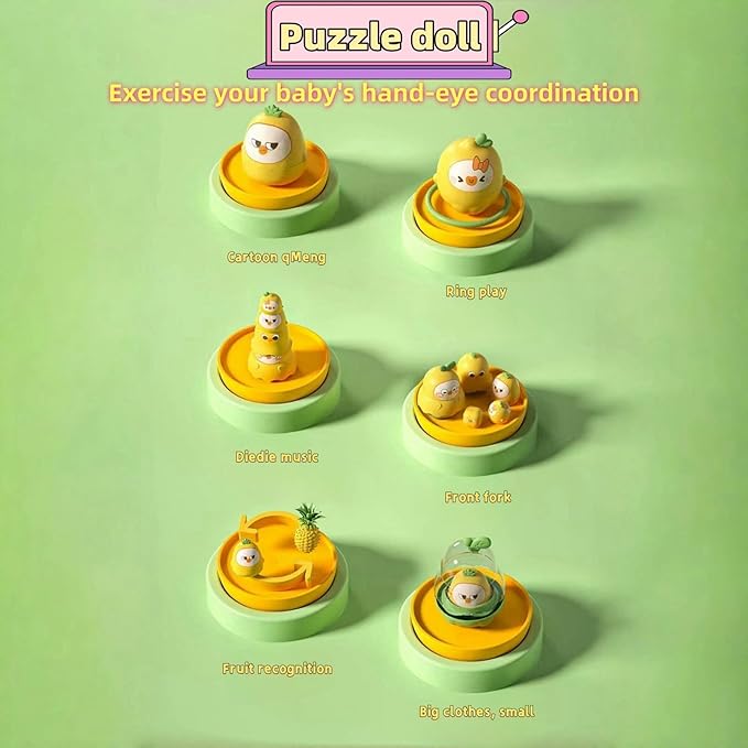 LQR Unique Yellow duck russian nesting dolls stacking toys,Fruit duck nesting dolls，stacking Cups sensory toys for children over，toddler educational count learning toys，Birthday gifts for boys and gir