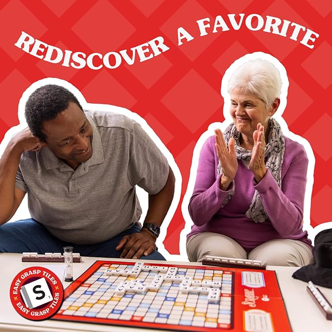 Joy for All Senior Word Games - Classic Scrabble & Bingo - Easy to Read & Grip - Board Games for Elderly Adults, Orange