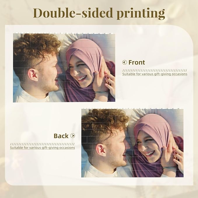 Custom Building Brick Personalized Photo Block Puzzle Valentines Day Gifts Building Block Family Portrait Photograph DIY Gifts for Women, Men,Kids Horizontal Shaped Brick Puzzle (Rectangular)