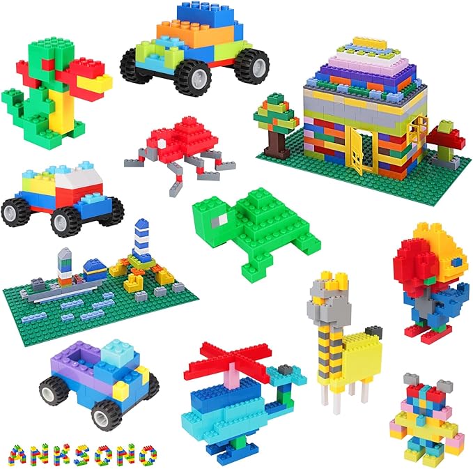 1500 Pieces Building Bricks for Kids with Doors, Windows, Wheels, Tires, Axles, Classic Building Bulk Blocks Compatible with All Major Brands for Boys Girls Ages 3 4 5 6 7 8 9 10 Year Old