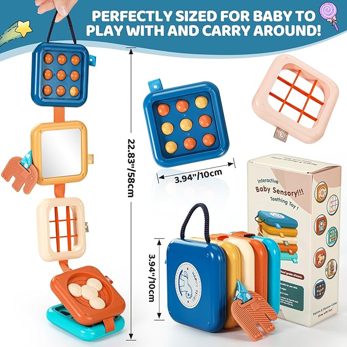 Busy Board for 1 Year Old, Travel Toys for Toddlers 1-3, Montessori Busy Board - Car Airplane Essentials, Sensory Activity Cube Birthday Gifts for Baby Infant Boy Girl
