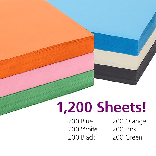 Colorations Lightweight Construction with Bonus Organizer - 1200 Sheets- 9" x 12", Assorted Colors, Bulk Arts and Crafts Supplies, Classroom Must Haves