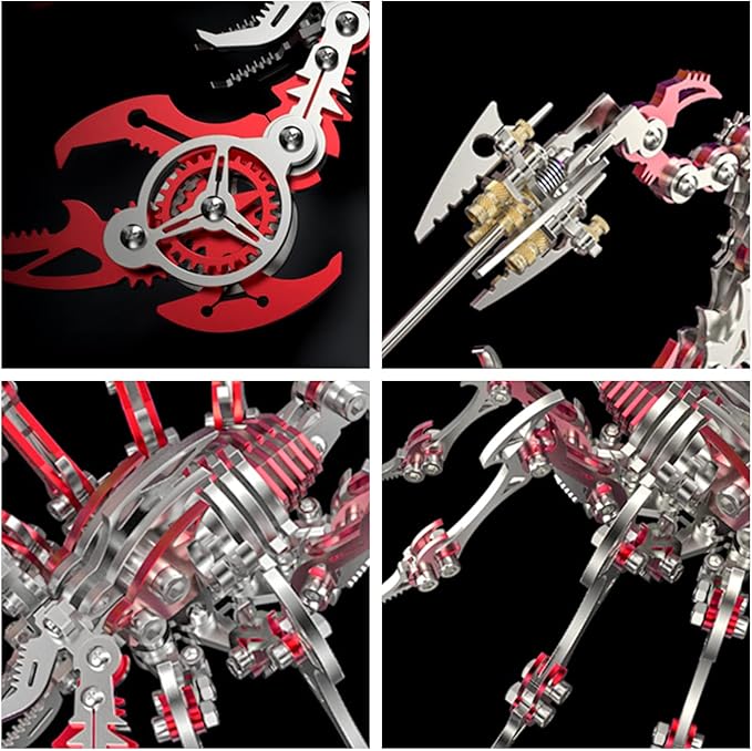 3D Metal Model Kits, Mechanical Scorpion King Red 3D Metal Puzzle,Steel Warcraft Collection DIY Animal Brain Teasers Simple 3D Puzzles