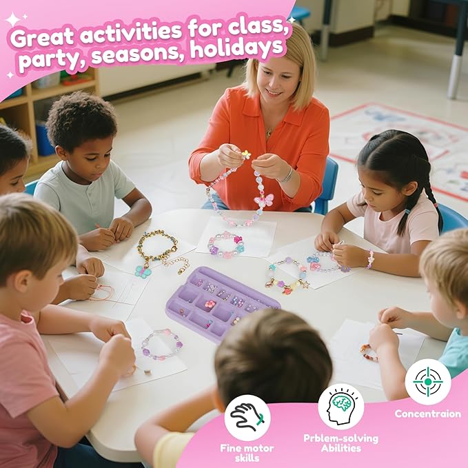 ROOCHKD Charm Bracelet Making Kit Girls Toys, DIY Jewelry Making Crafts and Decorations, Art Supplies Class Activity for Kids Birthday Exchange Christmas Gifts Party Favors