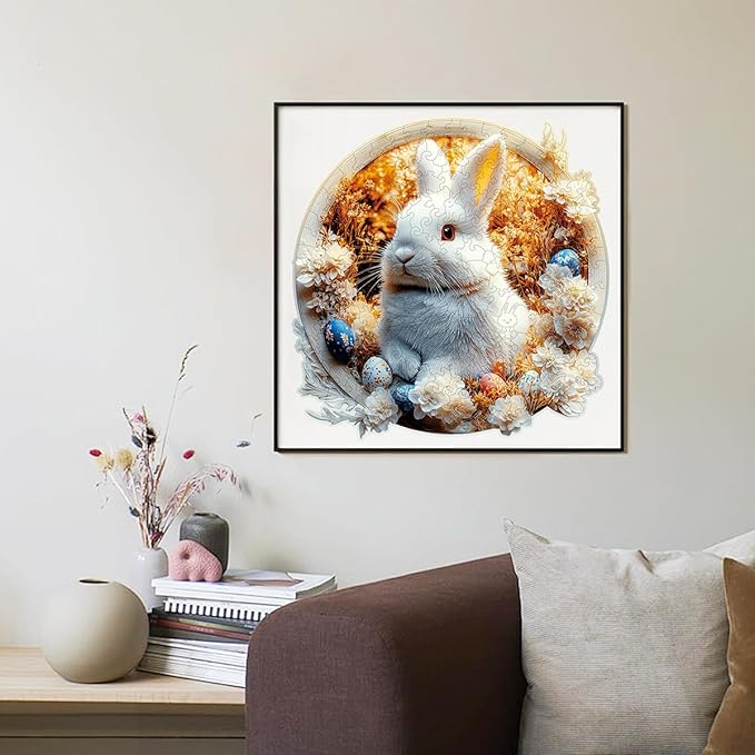 Wooden Jigsaw Puzzle, 200-500 Pieces Unique Shape Animal Puzzle, for Adults & Kids, Birthday Gift Family Game, Decorative Puzzle, Unique Gift (Starlit Bunny, 200 PCS)