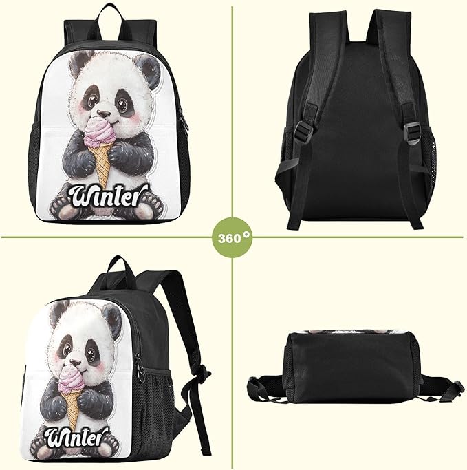 Panda Cute White Toddler Backpack for Boys Girls 3-6 Small Travel Backpacks for Kids Preschool Bookbag for Elementary Kindergarten for Travel