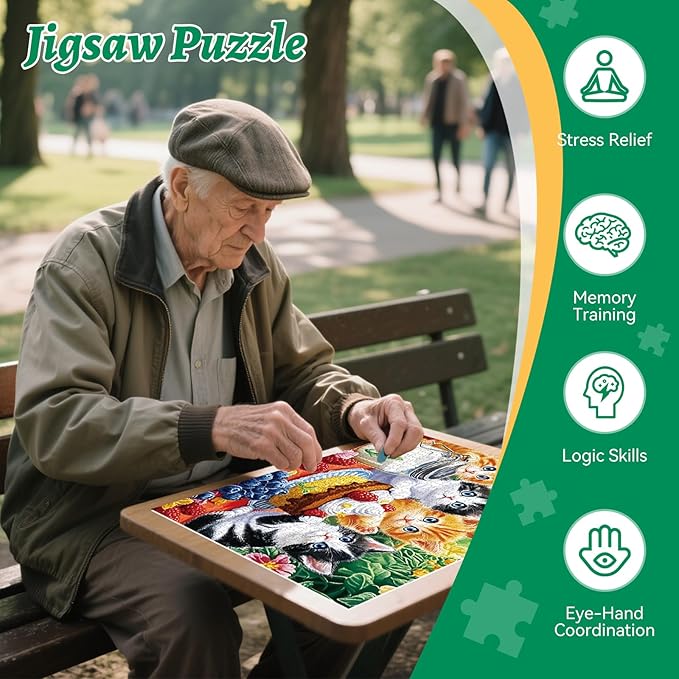 300 Piece Puzzle for Adults, Jigsaw Puzzle, Cute Kittens with Milk, Cake and Fruits, Jigsaw Puzzles 300 Pieces, Family Fun Puzzle for Adults and Kids, and Relaxing Activity (20.5" x 15")