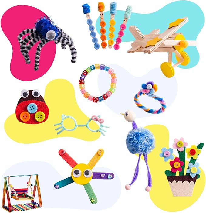 rowood Arts and Crafts for Kids,Craft Supplies for Kids Ages 4 5 6 7 8 9 10 11&12,DIY Craft Box Art Kit Warehouse Project Birthday Christmas Gift for Girls and Boys