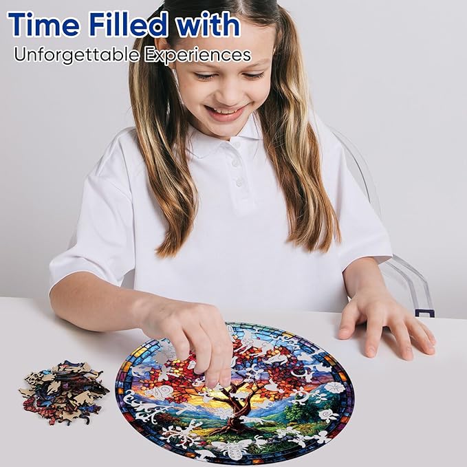 Wooden Puzzles for Adults, Tree of Life Redwood Fall Jigsaw Puzzles 200pcs,11.2x11.2in, Unique Shape Adult Puzzles, Irregular Wood Creative for Adults Family Game