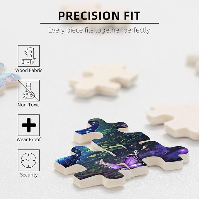 Butterfly Puzzle 1000 Pieces，Fantasy Magical Forest Puzzles 1000 Pieces, Glow Art Jigsaw Puzzles Butterflys,Fantasy Colorful Butterfly Insect Puzzle Puzzles As Family Game