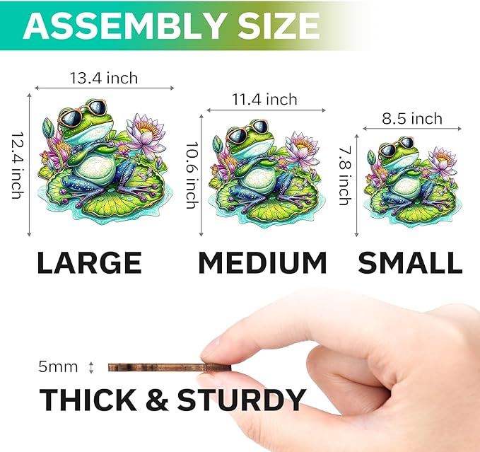 Jigfoxy Wooden Puzzle for Adults, Leisurely Frog Wooden Jigsaw Puzzles for Adult, Unique Animal Shape Wood Cut Puzzles, Christmas Thanksgiving Gifts for Friends Family (L-13.4 * 12.4in-240pcs)