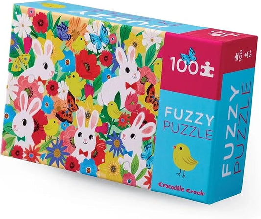 Crocodile Creek 100-Piece Jigsaw Puzzle for Kids Ages 5 and Up - Fun and Educational Table or Floor Puzzles - Heavy-Duty Box for Storage - Bunny - 15" W x 10" H Finished
