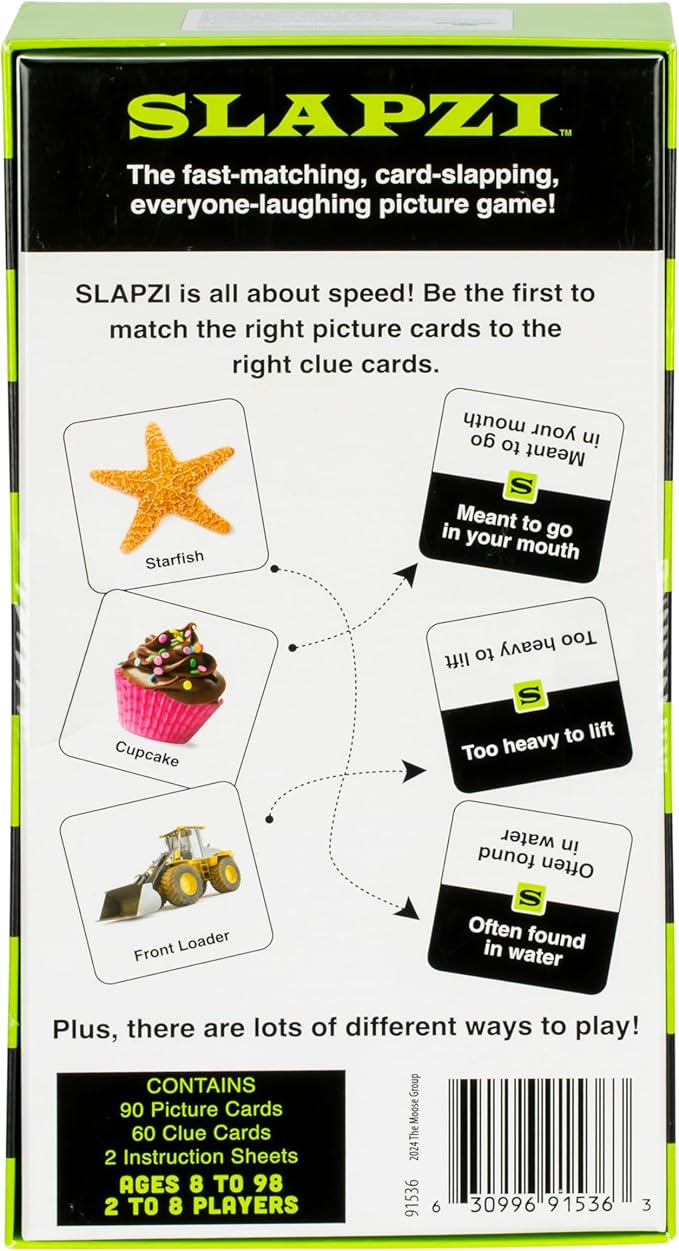SLAPZI - The Fast-Matching, Card-Slapping Game, Match Picture Cards to Clue Cards and Slap Down Your Match, Fast, Fun and Easy, Perfect for Family Game Nights & Parties. for 2-8 Players, Ages 8+
