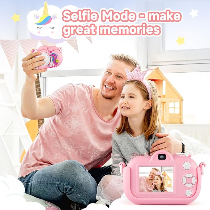 Kids Camera Digital Camera for Age 3-8, 1080P Toddler Selfie Camera for Kid with Cute Cover, Toddler Girls Toys Age 6-8, Christmas Birthday Gifts for Children Kid