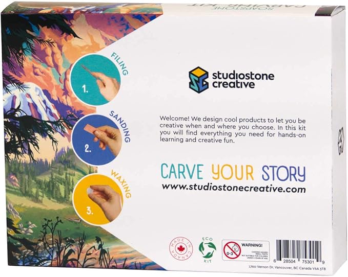 STUDIOSTONE CREATIVE DIY Arts & Crafts Carving Kit Kids Adults Bear & Wolf Sculpture Soapstone