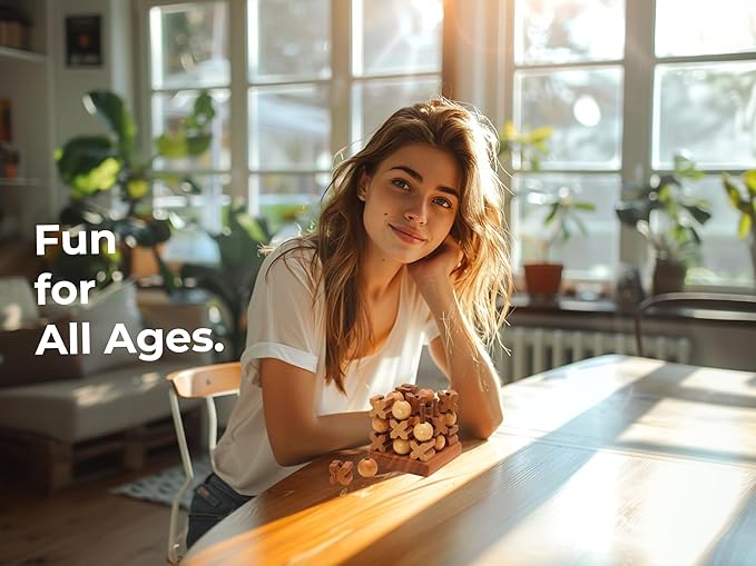 BSIRI 3D Wooden Tic Tac Toe - Rustic Coffee Table Decor, Unique Gifts for Special Occasions, Fun for All Ages in Strategic Game Night, Family Games, and More