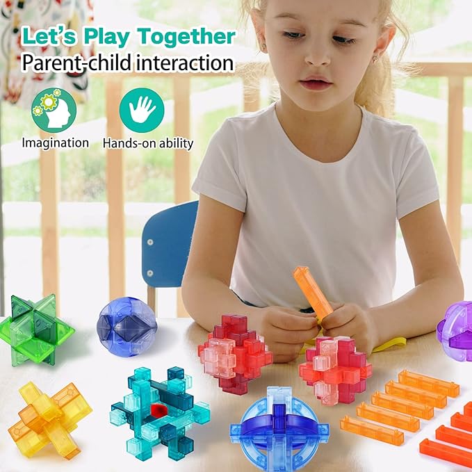 Brain Teasers Puzzle for Kids and Adults, 3D Unlock Interlock Puzzles Box, Mind Test Challenge Game, Thinking Games for Family Game Night