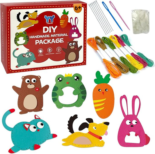 LURVUO DIY Doll Sewing Toys, Animal Sewing Kit for Kids Beginner Arts & Crafts Felt Sewing Craft Kits Educational Toys Sewing Kit for Kids Boys Girls Childrens DIY Crafting and Sewing