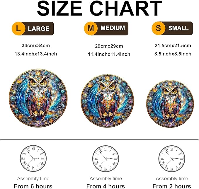 Wooden Puzzles for Adults 200 Pices, Owl 3D Puzzles for Adults, Cosmic Watcher Owl Irregular Jigsaw Puzzles, Flat Puzzels with 3D Visual Effect, Finished Puzzle Size is 11.4 x 11.4in