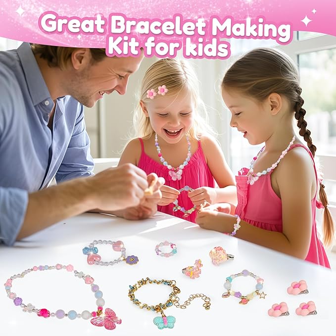 ROOCHKD Charm Bracelet Making Kit Girls Toys, DIY Jewelry Making Crafts and Decorations, Art Supplies Class Activity for Kids Birthday Exchange Christmas Gifts Party Favors