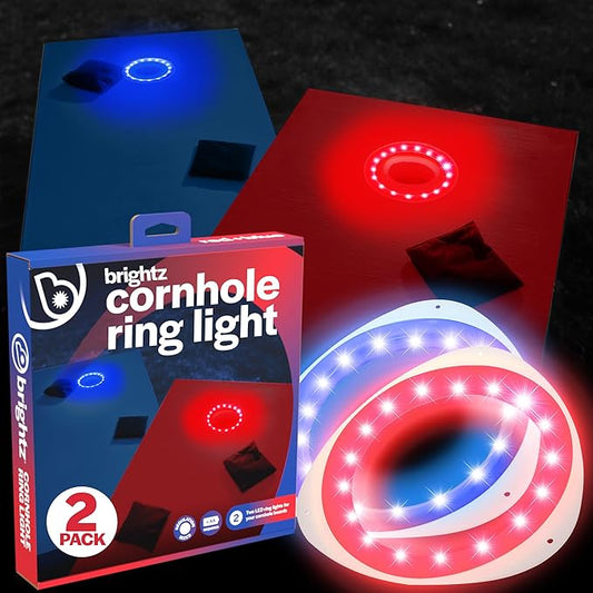 Brightz LED Cornhole Board Ring Lights, 2-Pack - 48-Hour Battery Life - Illuminate Your Game with Dazzling Glows and Ultimate Style for Non-Stop Evening Fun and Excitement (Includes Hole Lights Only)