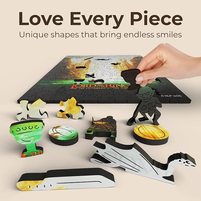 Crafthub Lord of The Rings Wooden Puzzles for Adults – A3 Size with 208 Pieces Wood Puzzles – The Gates of Argonath – Jigsaw Puzzles with Unique Shapes – 14.3" x 10.7"