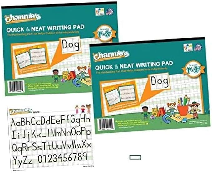 Channie's Visual Handwriting Workbooks 2 Pak! for 1st - 3rd grades 80 pages 8 x 11.5 Quick Improvement with visual guidance.