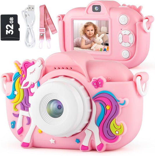 Kids Camera Digital Camera for Age 3-8, 1080P Toddler Selfie Camera for Kid with Cute Cover, Toddler Girls Toys Age 6-8, Christmas Birthday Gifts for Children Kid