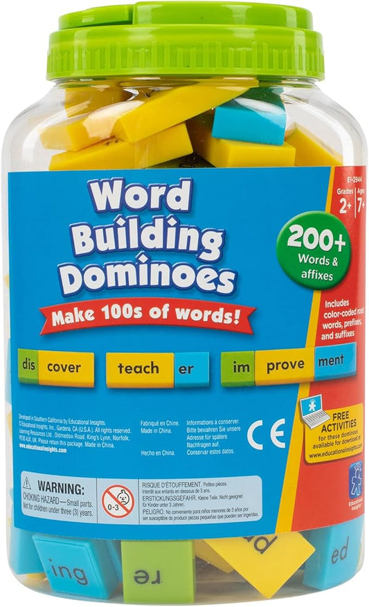 Educational Insights Word Building Dominoes - Word Building Game & Manipulative for Classroom & Home, Set of 108 double-sided, Color-Coded dominoes , Ages 6+