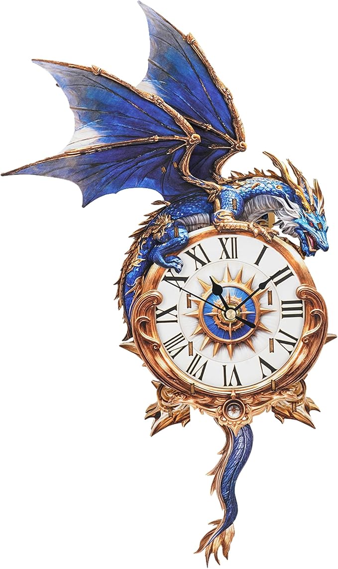 3D Wooden Puzzles for Adults Blue Dragon Clock - Model Building Kit Clock Puzzle Creative Craft Gift Home Deco for DIY Enthusiasts, Brain Teaser Building Set Birthday Gifts