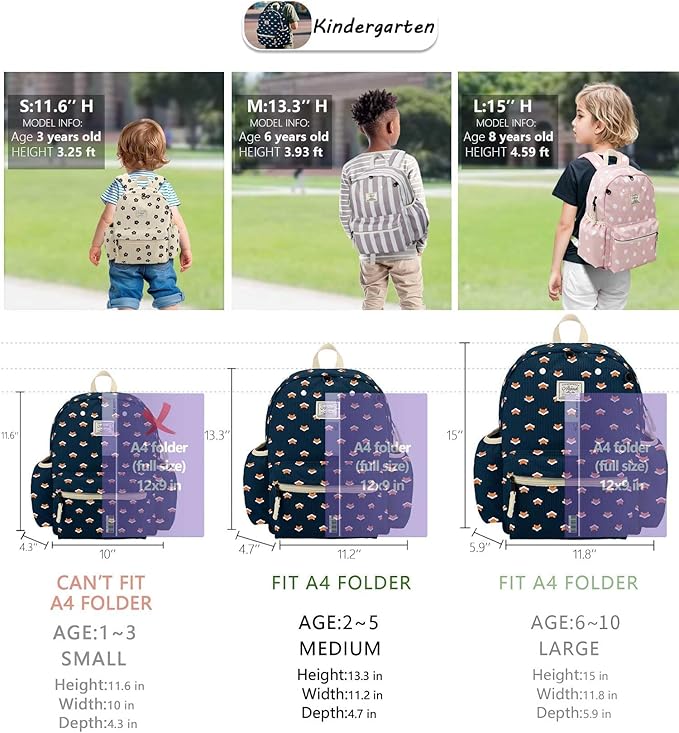 Corduroy Toddler Backpack for Boys 2-5: Preschool Backpack for Girls - Cute Kids Backpack 13.5" H Fit Folder