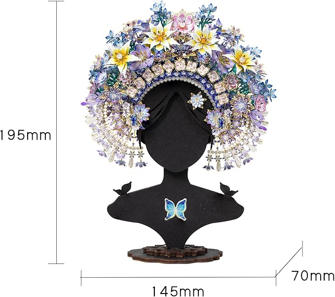 MU 3D Metal Puzzle Models Kits Wooden Puzzles Head-Pinned Flowers Crown, Head Jewelry Craft Work Miniature Building, DIY Set Birthday New Year Girlfriend Gifts Home Desk Office Decor New Year Gift