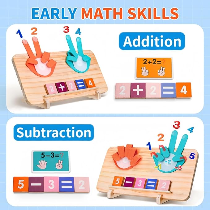 SEPHIX Montessori Math Toys for 3-5 Year Olds – Wooden Preschool Learning Toys with Number Blocks, Sensory Counting Board & Tracing Stylus – Kindergarten Educational Manipulatives Gift for Boys Girls