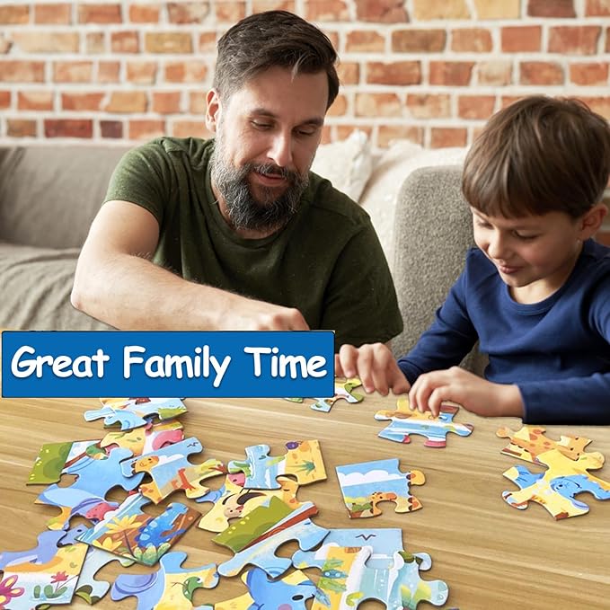 Jumbo Floor Puzzle for Kids, Large Jigsaw Puzzles 24 Piece for Kids Ages 3-5,Preschool Learning & Education Toys, Gifts for 4-8 Year Old Boys and Girls (Jungle Animals)
