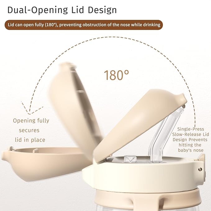 Evorie Tritan Spill Proof Toddler Straw Sippy Cup, 10 oz for Baby and Toddlers 1-3 Years Old, No Spill Straw Water Bottle with Removable Handles, Ideal for School, BPA-Free, Giraffe (NEW)