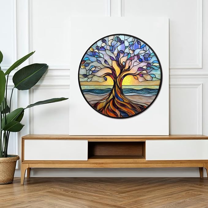 Wooden Puzzle for Adults, Seaside Tree of Life Puzzles for Adults, Unique Shaped Challenge Puzzle, Beautiful Package, Best Gift Toys for Family Friends, Brain Games Medium 11.2x11.2in