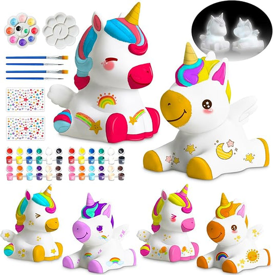Paint Your Own Unicorn Lamp Kit 2pcs,DIY Unicorn Crafts Night Light, Arts & Crafts for Kids Ages 8-12, Painting Kit for Girls Boys Age 4 5 6 7 8+, Art Supplies Creative Gift for Birthday, Party