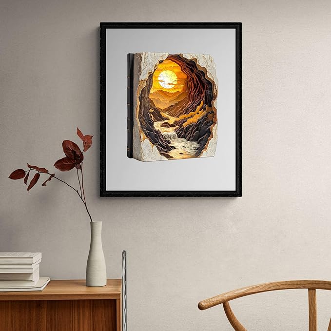 Wooden Puzzles for Adults, 3D Vision Effect Sunset Book Wooden Jigsaw Puzzle Unique Shape Wood Puzzle Adult, Challenge Flat Puzzle Birthday Gifts Family Game (L-13.4 * 11.2in-285pcs)