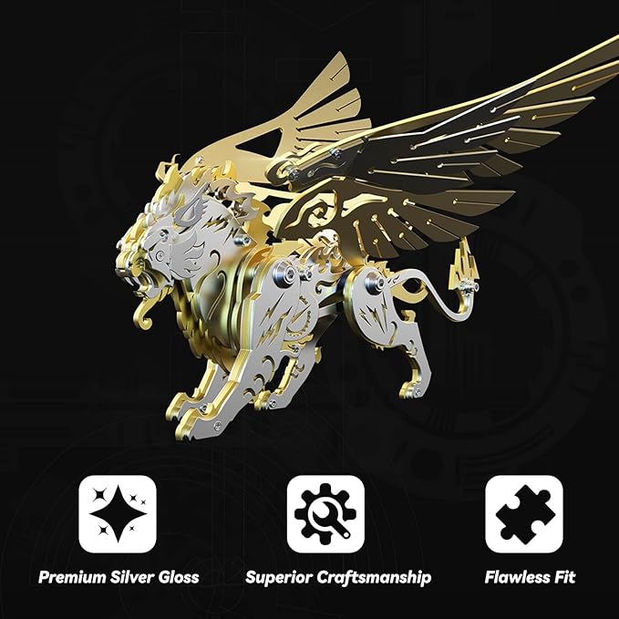 3D Metal Puzzles for Adults,3D Metal Model Kits Mechanical Golden White Tiger,Steel 3D Puzzles Stainless Steel Ornaments for Adults Home Decor Art Craft Gifts Toys.