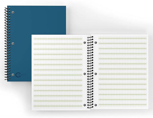 Channie's Youth Composition Notebook, Homework & Improvement Journal for Kids, Older Learners, & Special Needs Students, with Color-Coded Blocks for Handwriting Practice, Blue