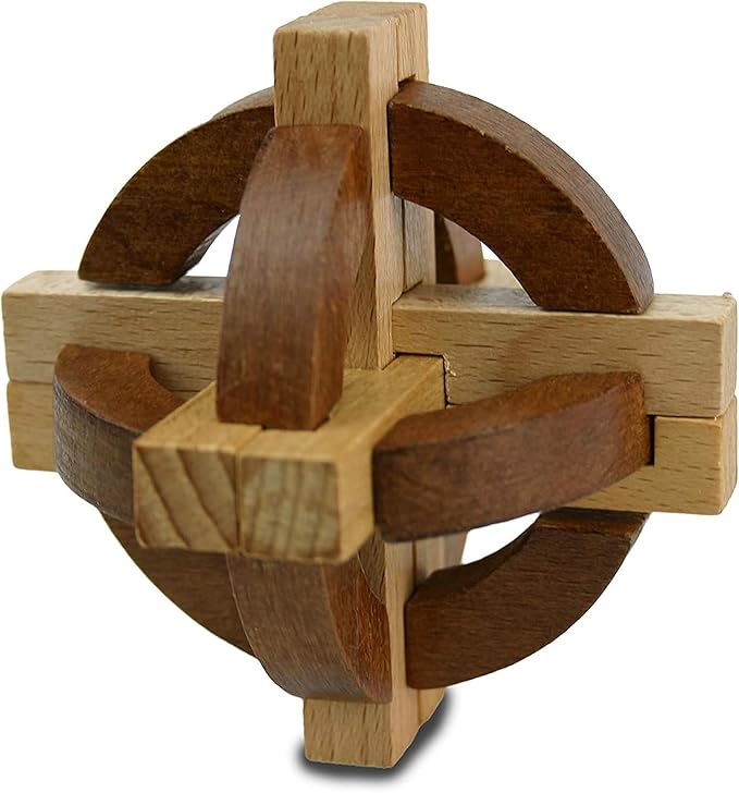 Project Genius Compass and Star Combo, True Genius - Disentanglement Puzzles, Brain teasers, Adult Puzzle, Wooden (TG018)