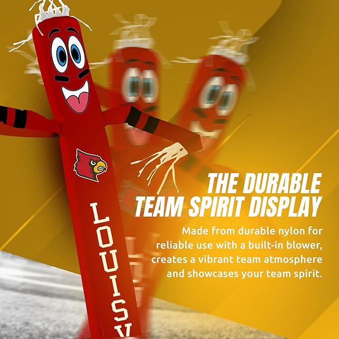 NCAA Louisville Cardinals Football Wacky Waving Inflatable Tube Guy with LED Lights & Built-in Blower - 6" x 36" x 96" Inflatable Tube Man Crazy Sports Fan Outdoor Party Decoration
