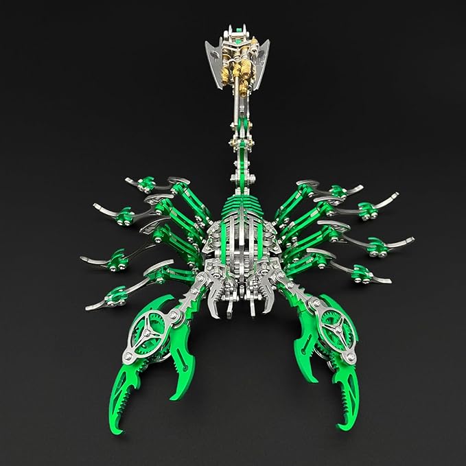 3D Metal Model Kits,3D Metal Puzzle for Adults Mechanical Scorpion King Green Steel Warcraft Collection DIY Animal Brain Teasers Simple 3D Puzzles for Adults.
