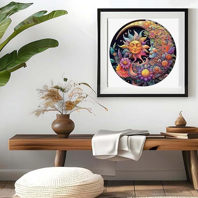 Wooden Puzzles for Adults, 200 Pieces Sun and Moon Uniquely Irregular Animal Shaped Wooden Jigsaw Puzzles, Creative Gift for Teenagers and Adults