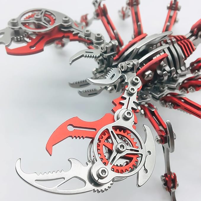 3D Metal Model Kits, Mechanical Scorpion King Red 3D Metal Puzzle,Steel Warcraft Collection DIY Animal Brain Teasers Simple 3D Puzzles